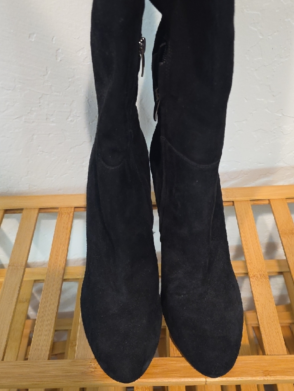New* Black Suede Knee-High Women's Boots - Picture 2 of 5